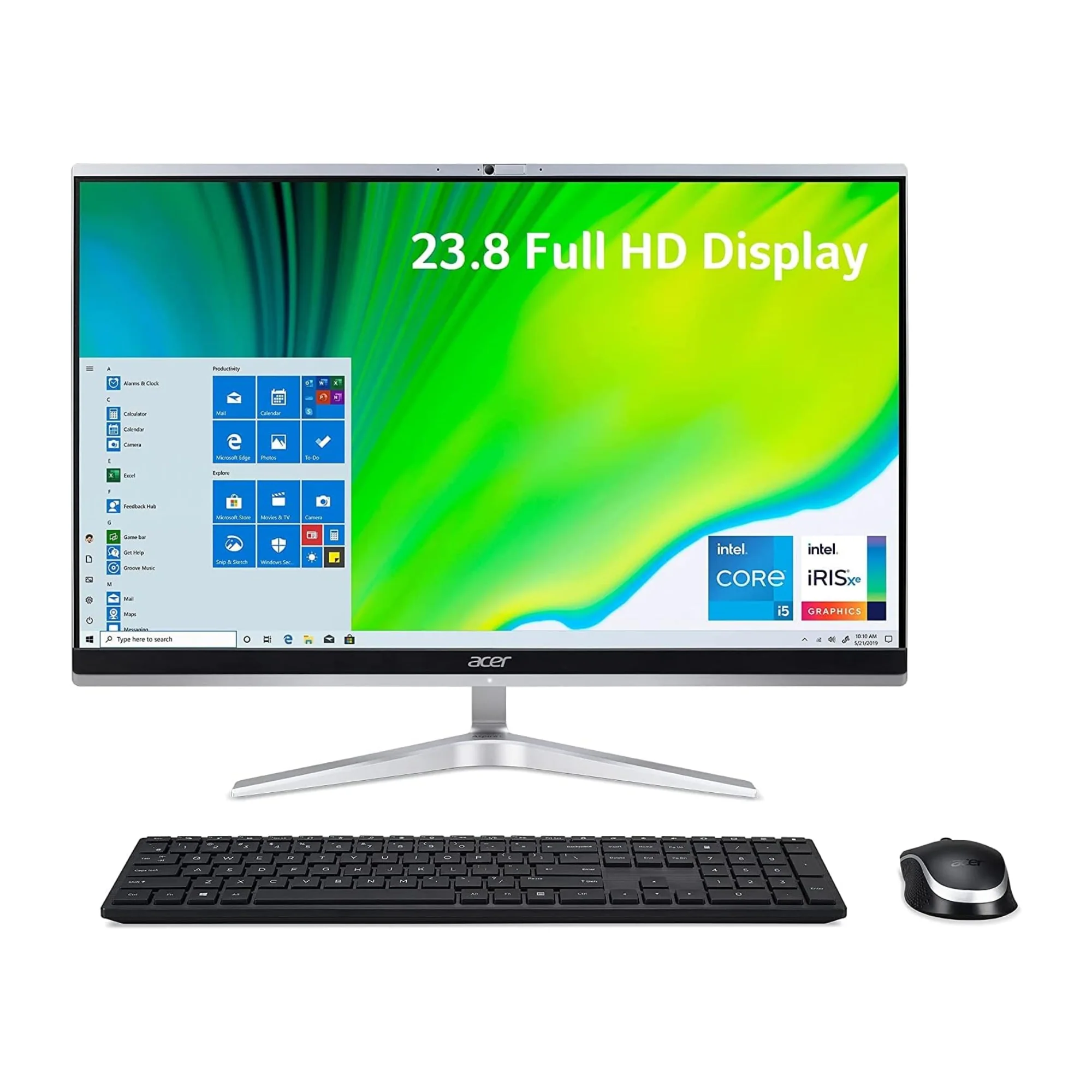 All In One Acer Aspire C24-1651, Intel Core i5-1135G7, RAM 8GB, SSD 512 + 1TB HDD (Upgraded) NVIDIA MX450 2GB, 24 FHD Touchscreen IPS, Silver - Image 4