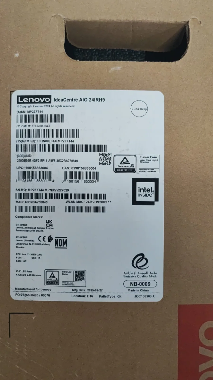 All in One Lenovo IdeaCentre 24IRH9 - (110476), Intel Core i7-13620H, RAM 16GB, SSD 1TB, Intel® UHD Graphics, 24 FHD IPS, Black - Image 6