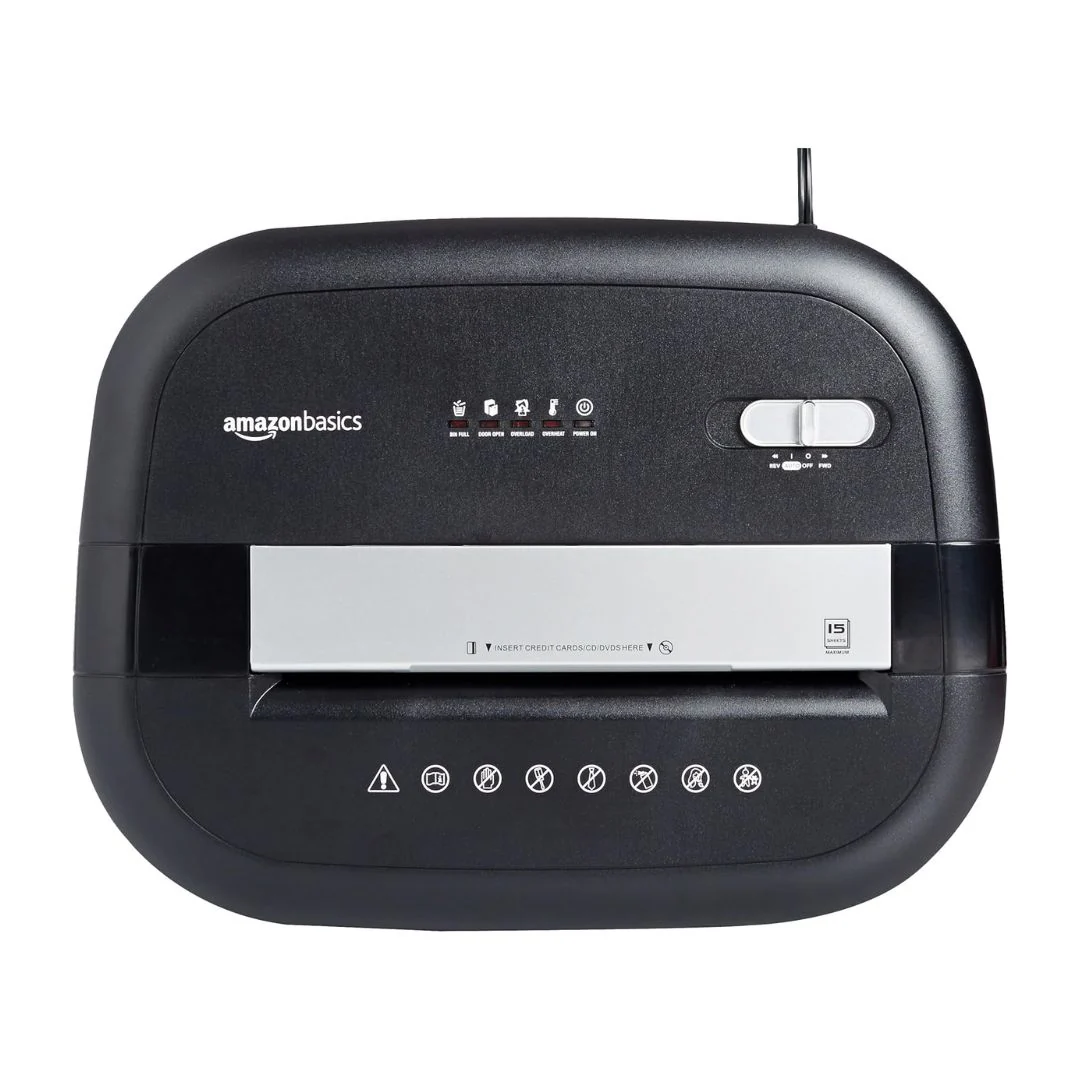 AmazonBasics 15 Sheet Cross Cut Paper, Credit Card, and CD Shredder - Black - Image 2
