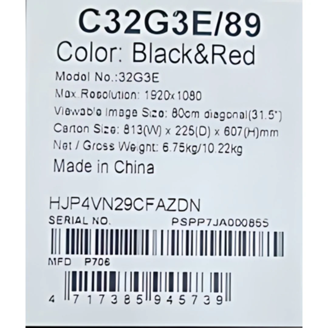 AOC C32G3E 32 , FHD (1920x1080) 165Hz 1Ms VA , Curved , Monitor - Image 10