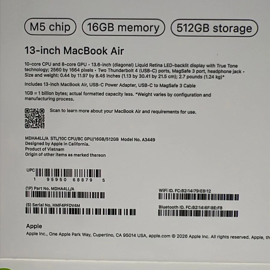 Apple Macbook Air MDHA4LL/A - A3449, M5 Chip (10 Core), GPU (8 Core), RAM 16GB, SSD 512GB, 13.0 (2560 x 1664), Starlight - Image 5