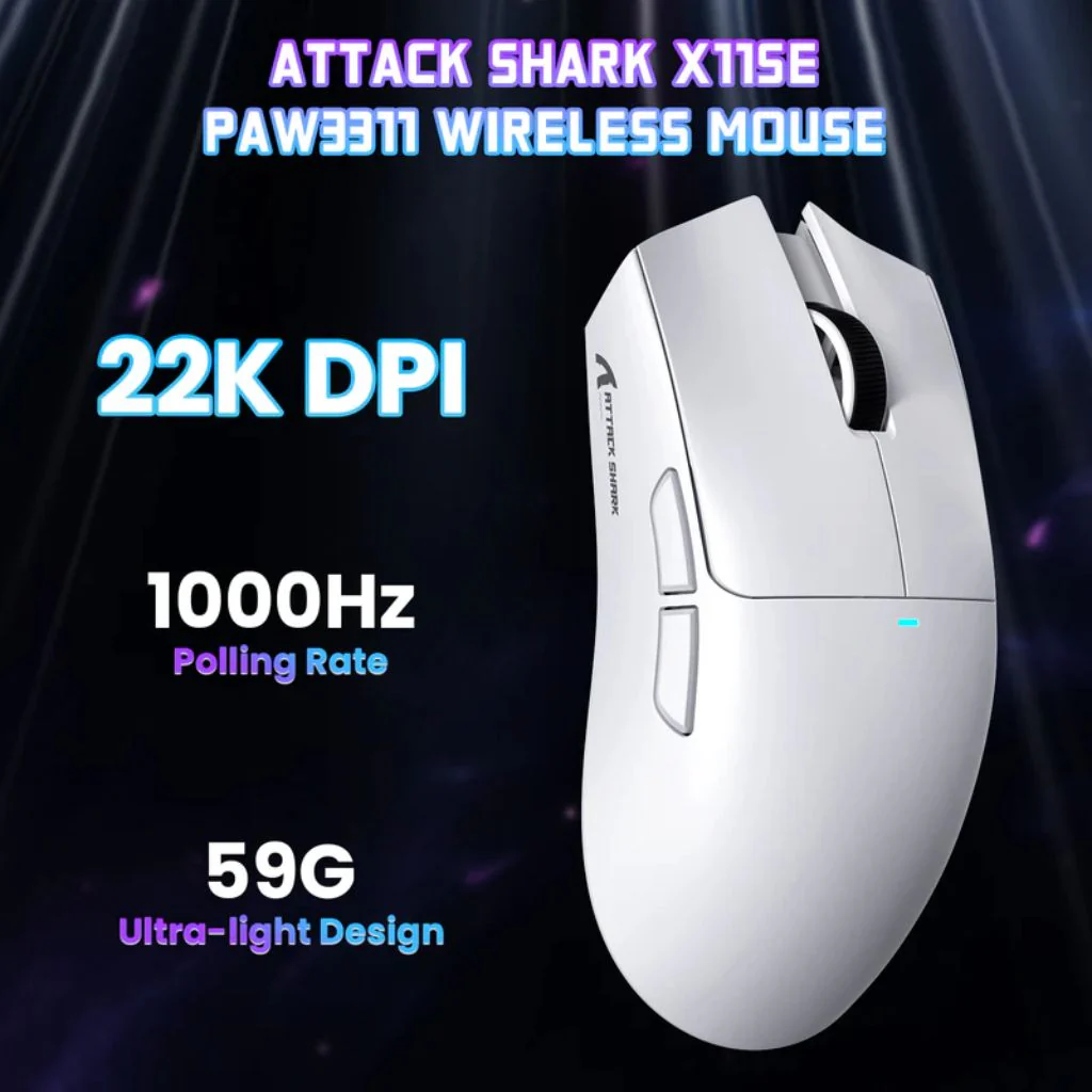 ATTACK SHARK X11 SE Wireless Gaming Mouse - White - Image 3