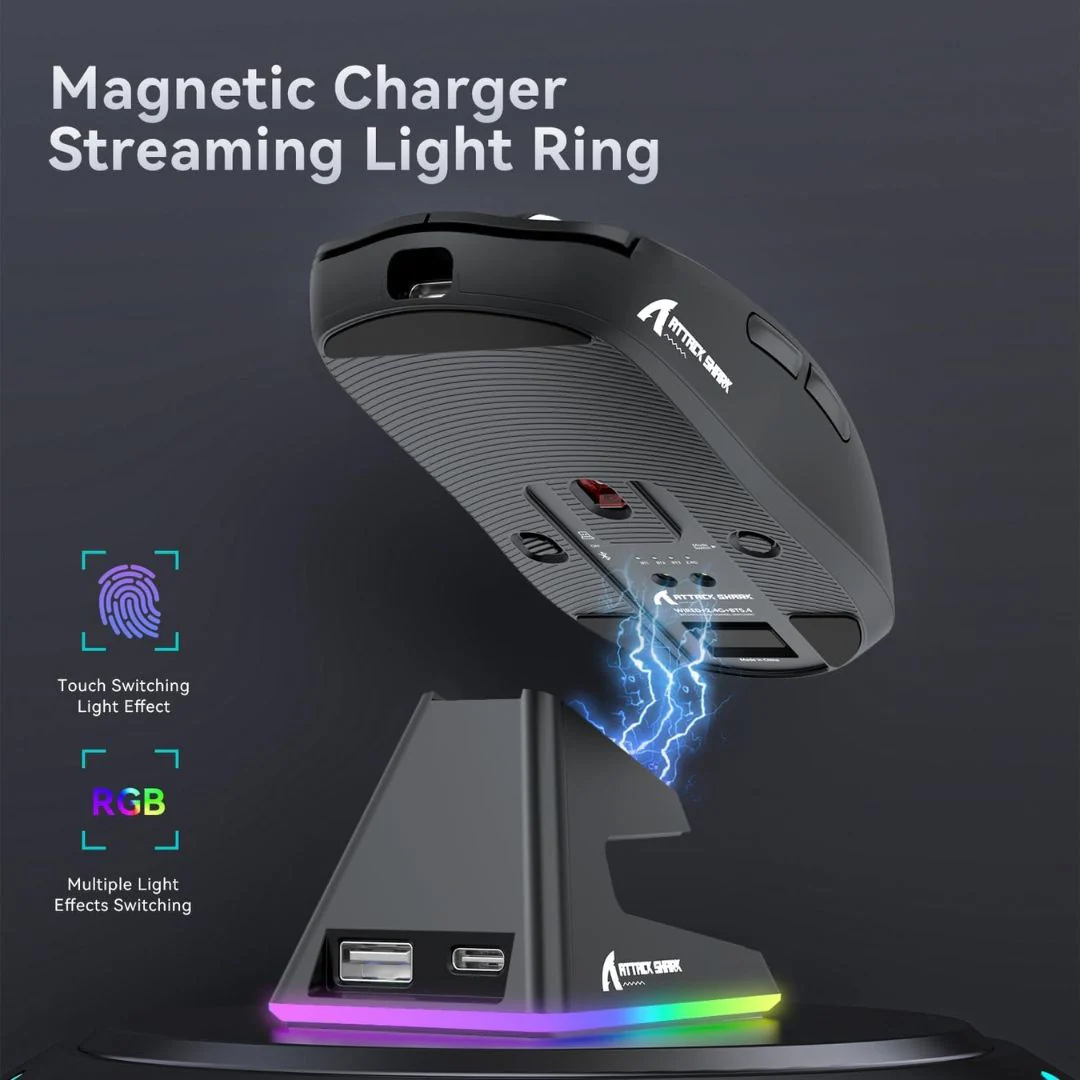 ATTACK SHARK X6  Wireless Gaming Mouse - Black - Image 4
