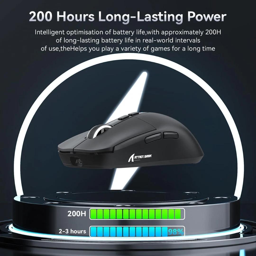 ATTACK SHARK X6  Wireless Gaming Mouse - Black - Image 6