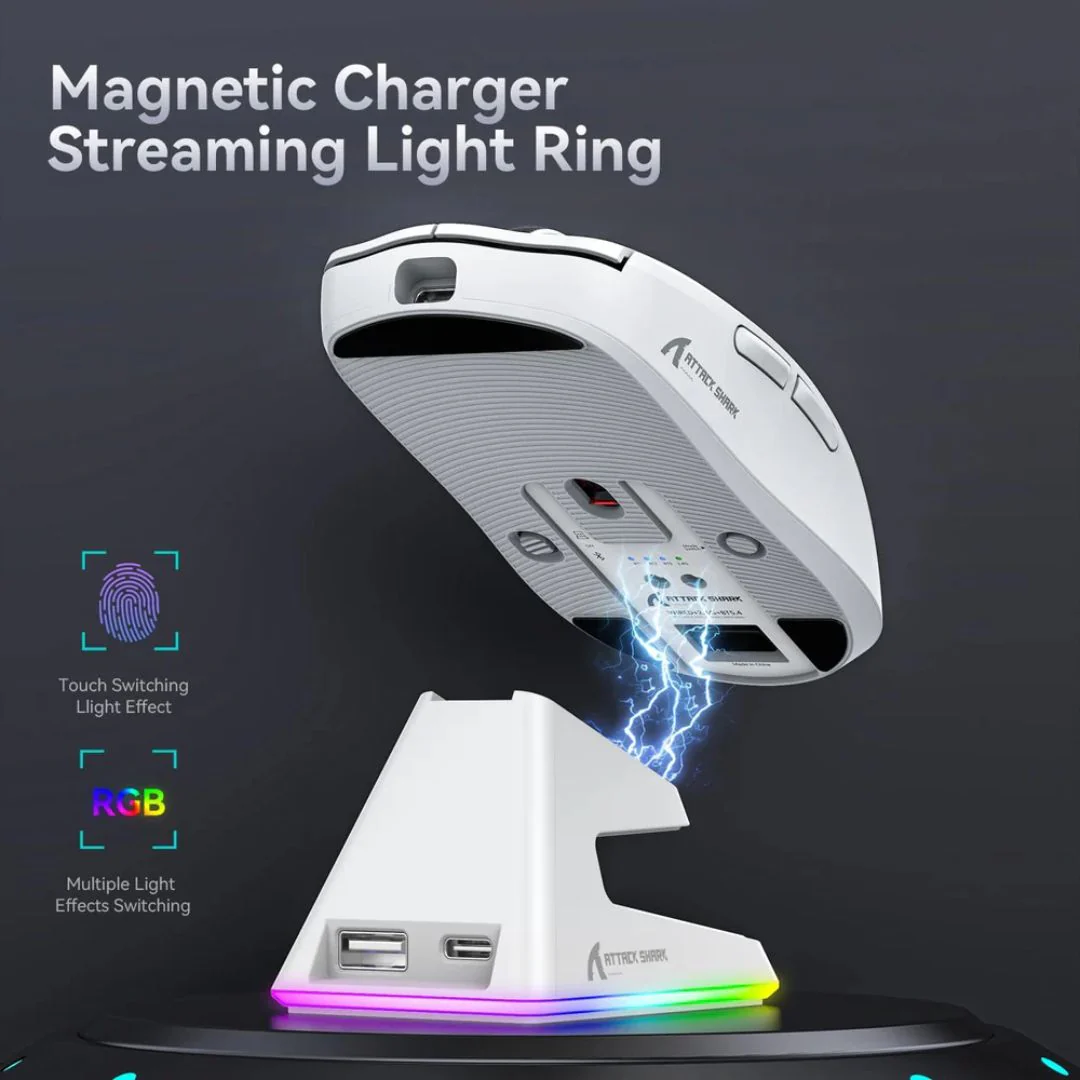 ATTACK SHARK X6  Wireless Gaming Mouse - White - Image 3
