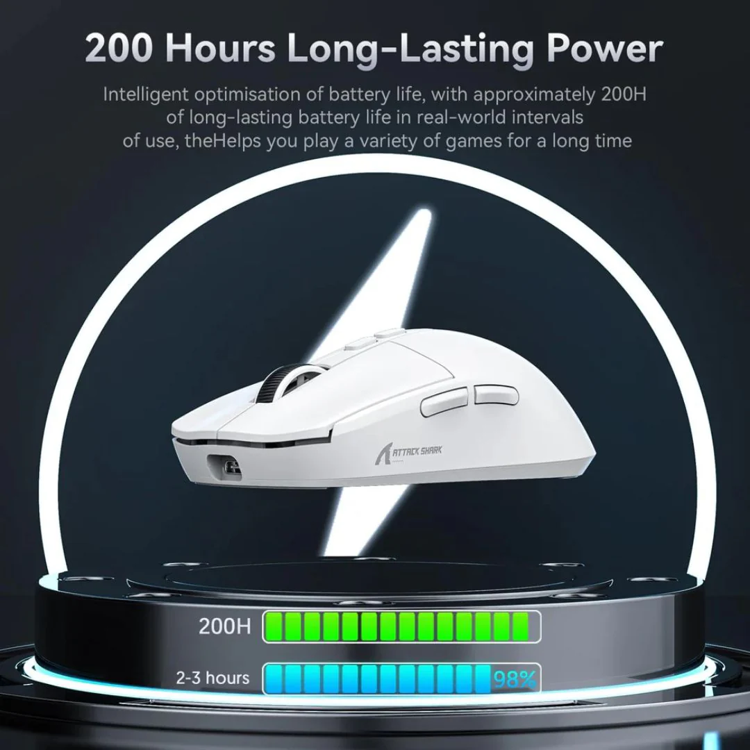 ATTACK SHARK X6  Wireless Gaming Mouse - White - Image 5