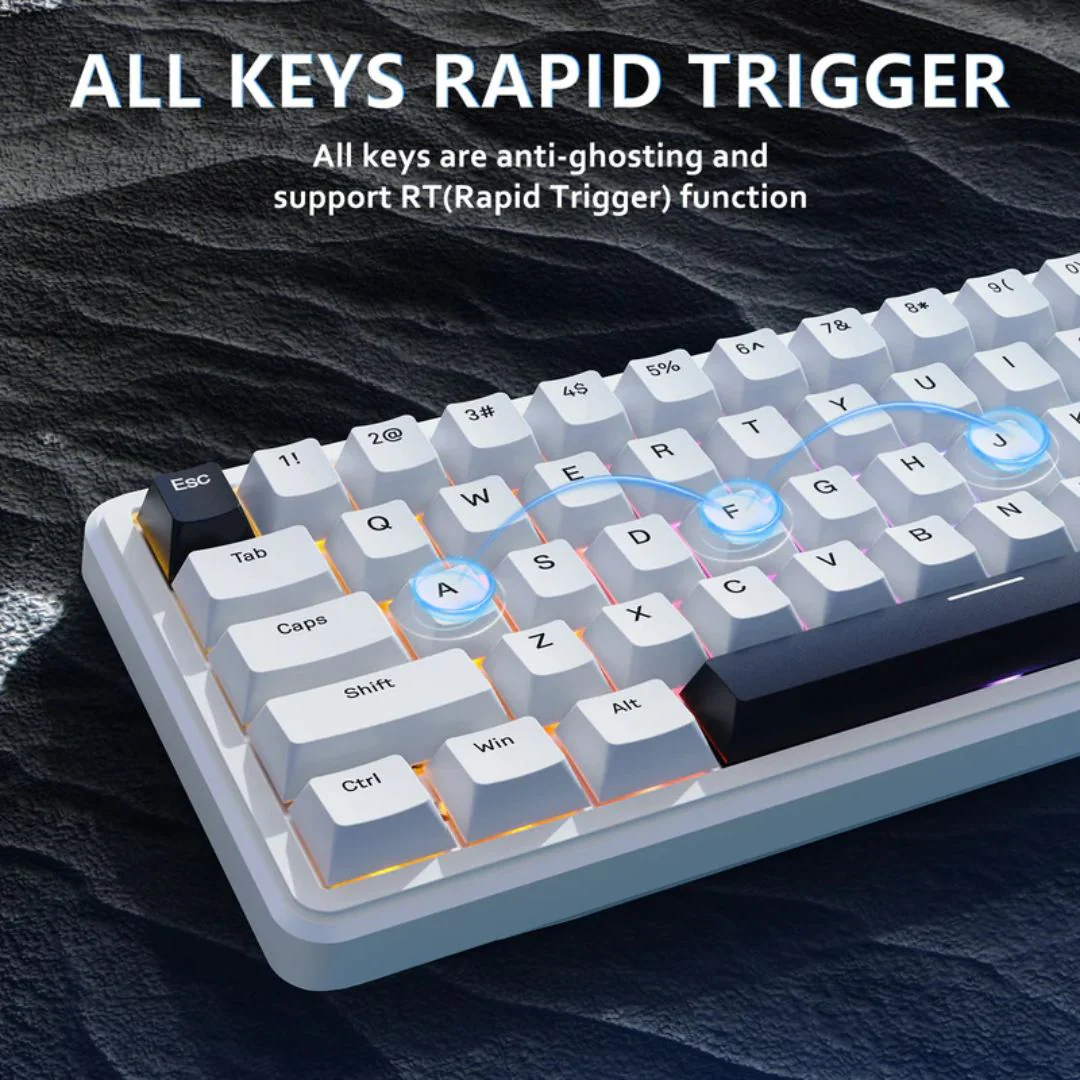 ATTACK SHARK X65 Magnetic Mechanical Keyboard - White - Image 2