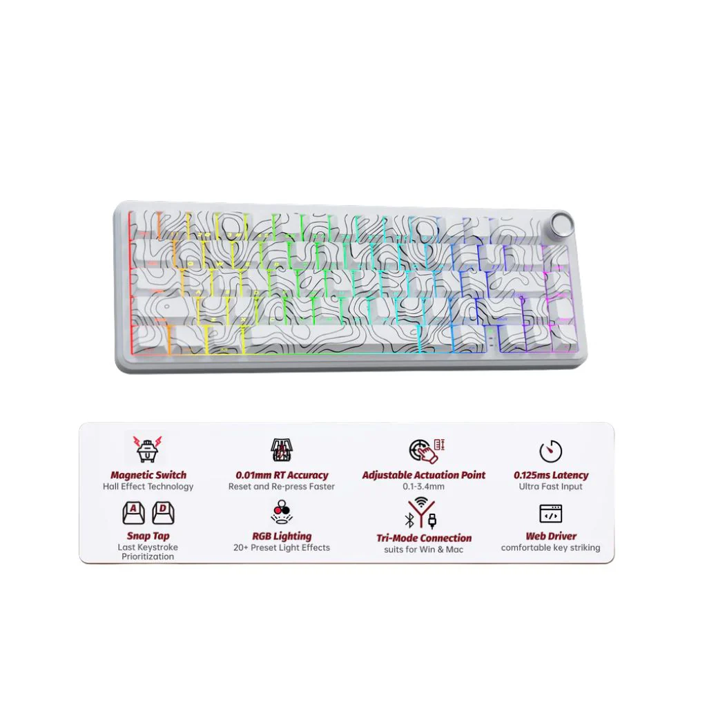 ATTACK SHARK X65 PRO Magnetic Keyboard - White Contours - Image 3