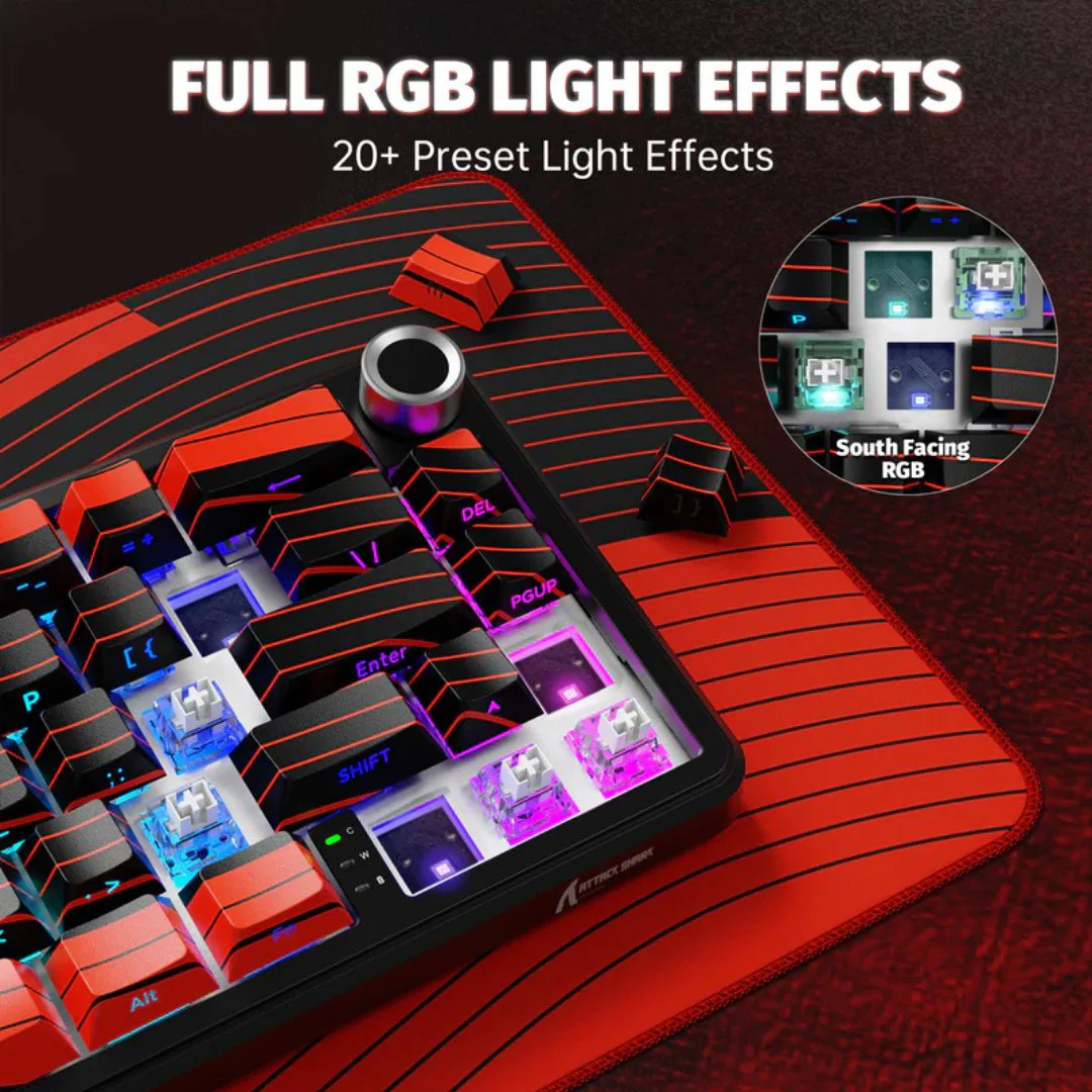 ATTACK SHARK X65 PRO Magnetic Keyboard - Red Contours - Image 2