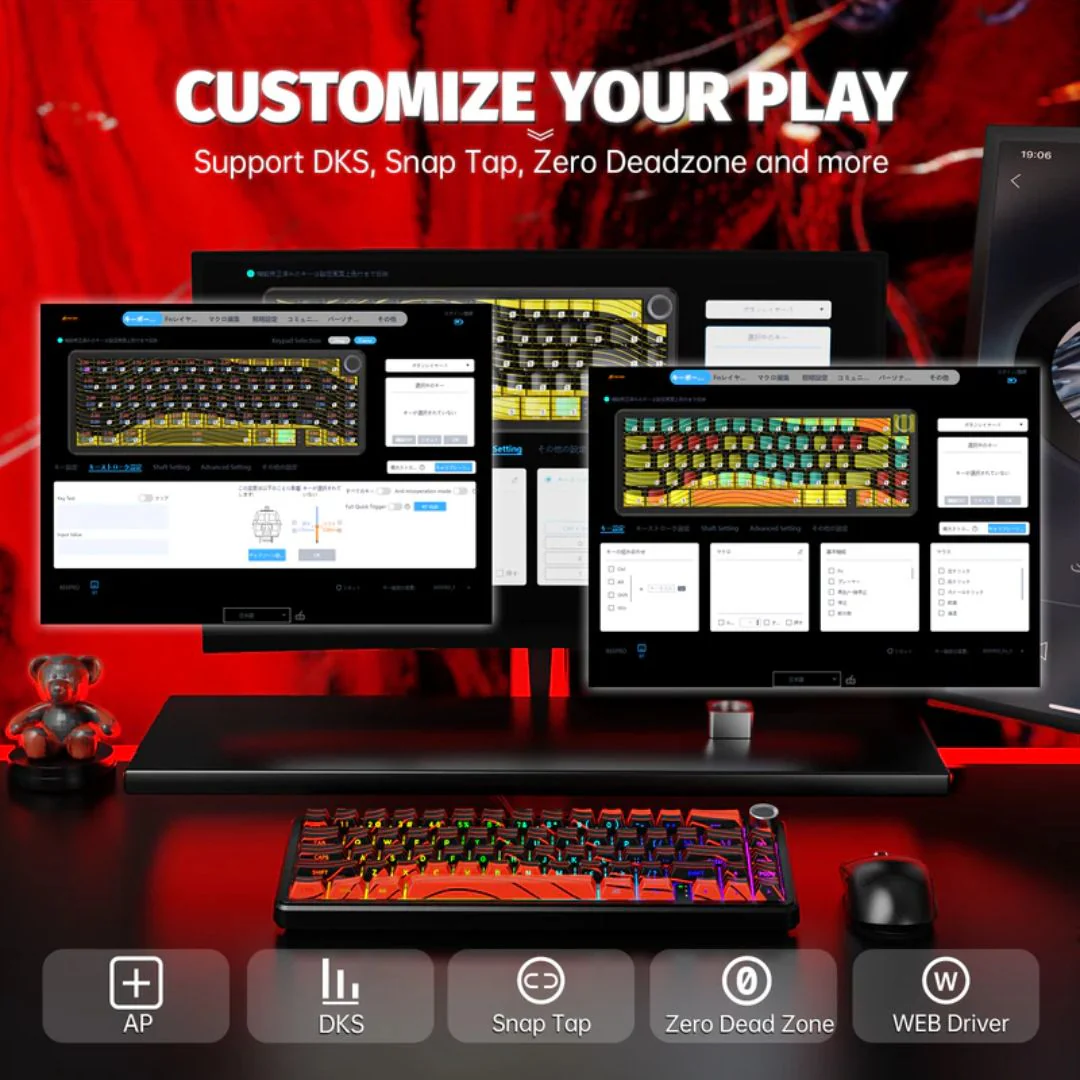 ATTACK SHARK X65 PRO Magnetic Keyboard - Red Contours - Image 3