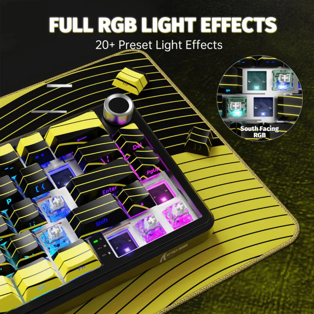 ATTACK SHARK X65 PRO Magnetic Keyboard - Yellow Contours - Image 2