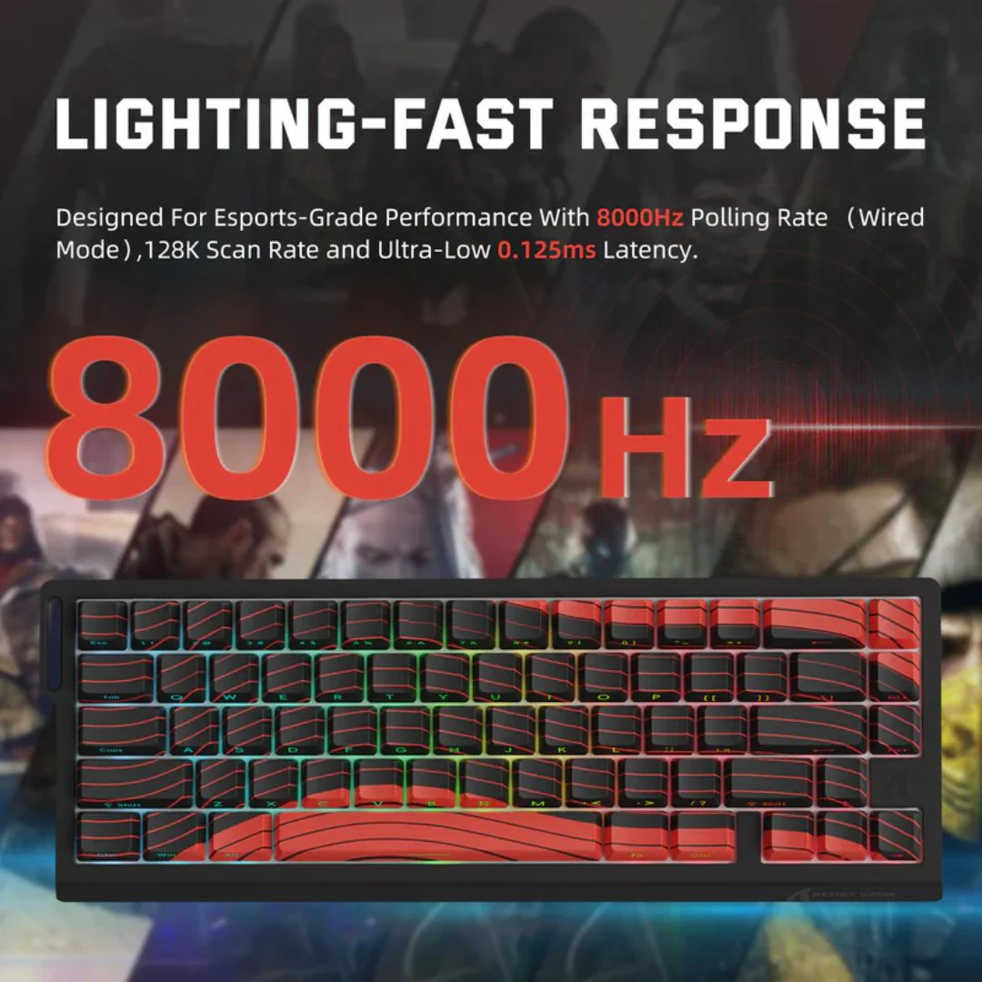 ATTACK SHARK X68 Pro Magnetic Wireless Keyboard - Red and Black - Image 4