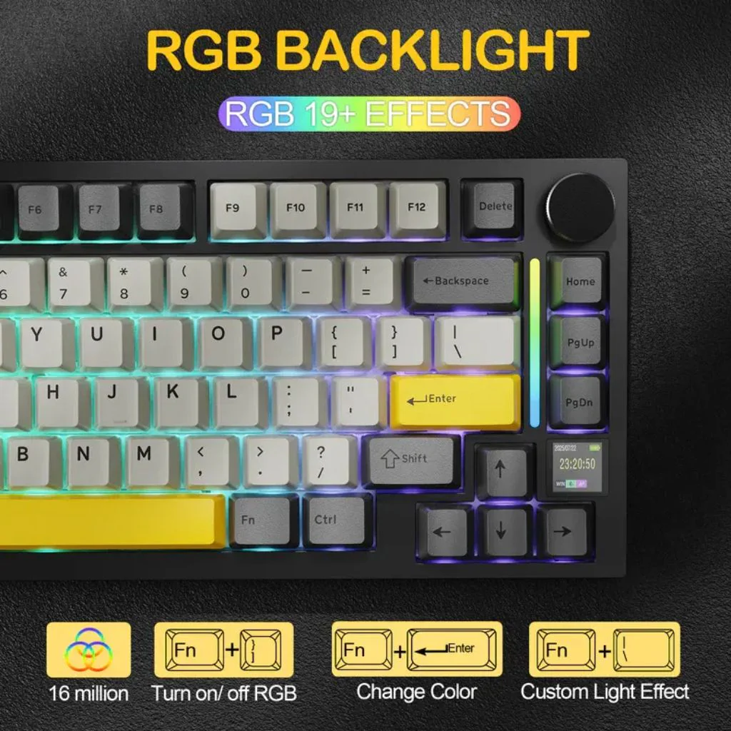 ATTACK SHARK X820Ultra Tri-mode Gasket Mechanical Keyboard - Starry Black - Image 4