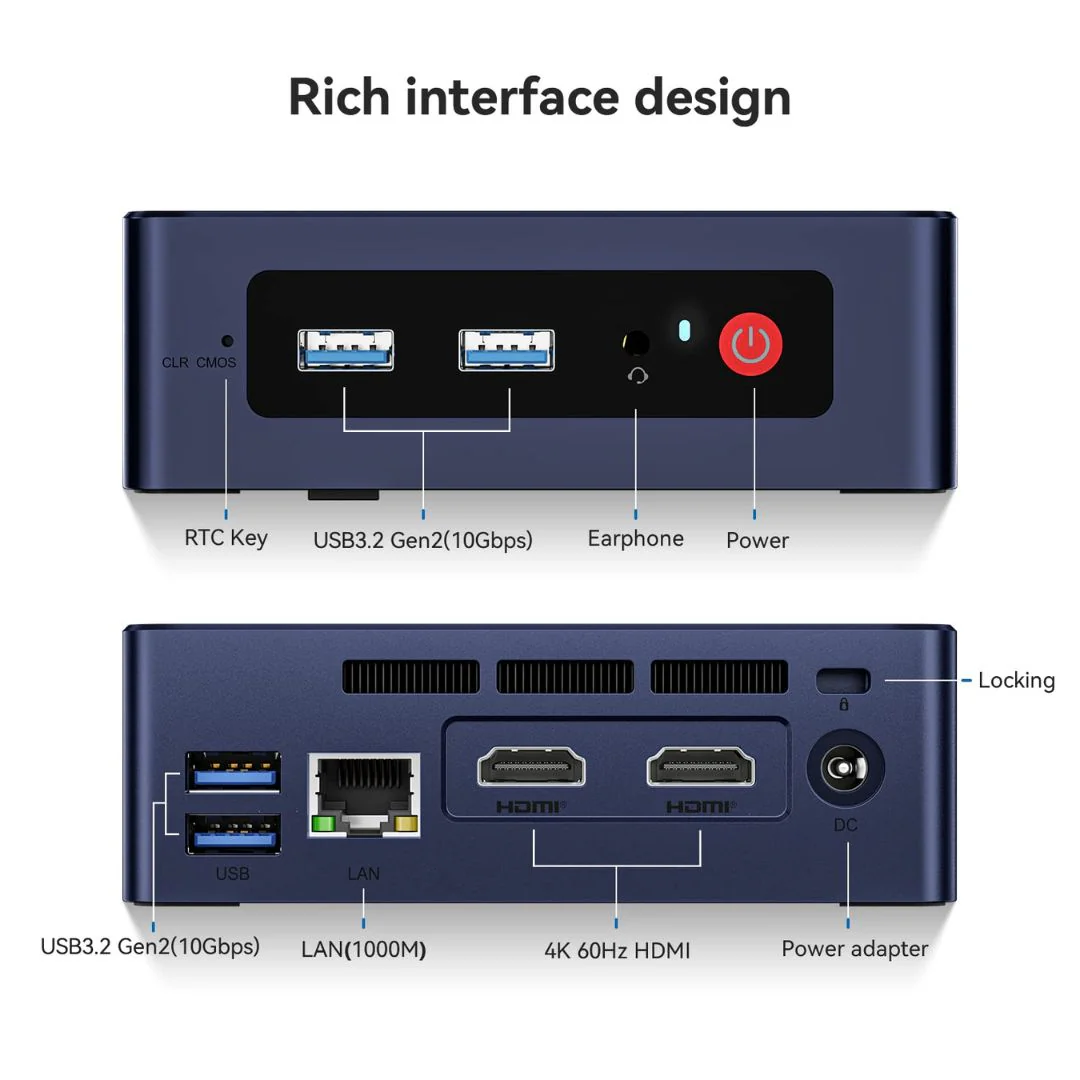 Beelink 12th Generation PRO Mini S Mini PC, Intel Alder Loke N100, RAM 16G, SSD 500, Intel UHD Graphics - Image 5