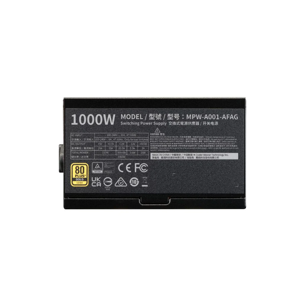 Cooler Master ELITE 1000W 80 Gold Full Modular - Black - Image 3