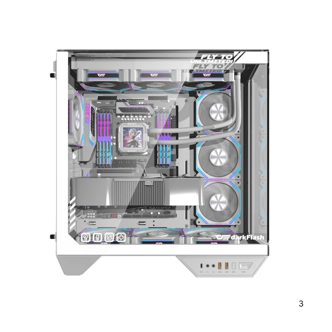 DarkFlash DY470 Mid Tower Case - White - Image 3