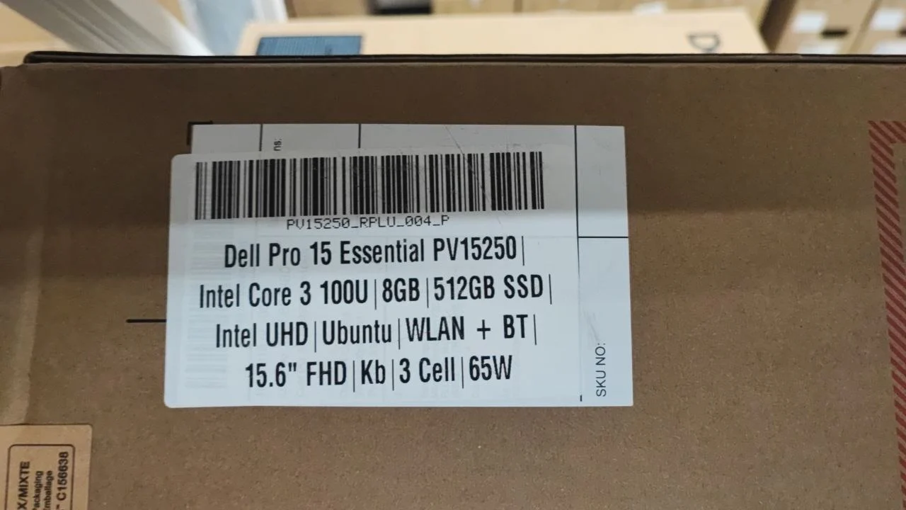Dell Pro 15 Essential PV15250 - (RPLU-004-P) Intel Core™ 3-100U, RAM 8GB, SSD 512GB, Intel UHD Graphics, 15.6 Inch FHD IPS, Black - Image 7