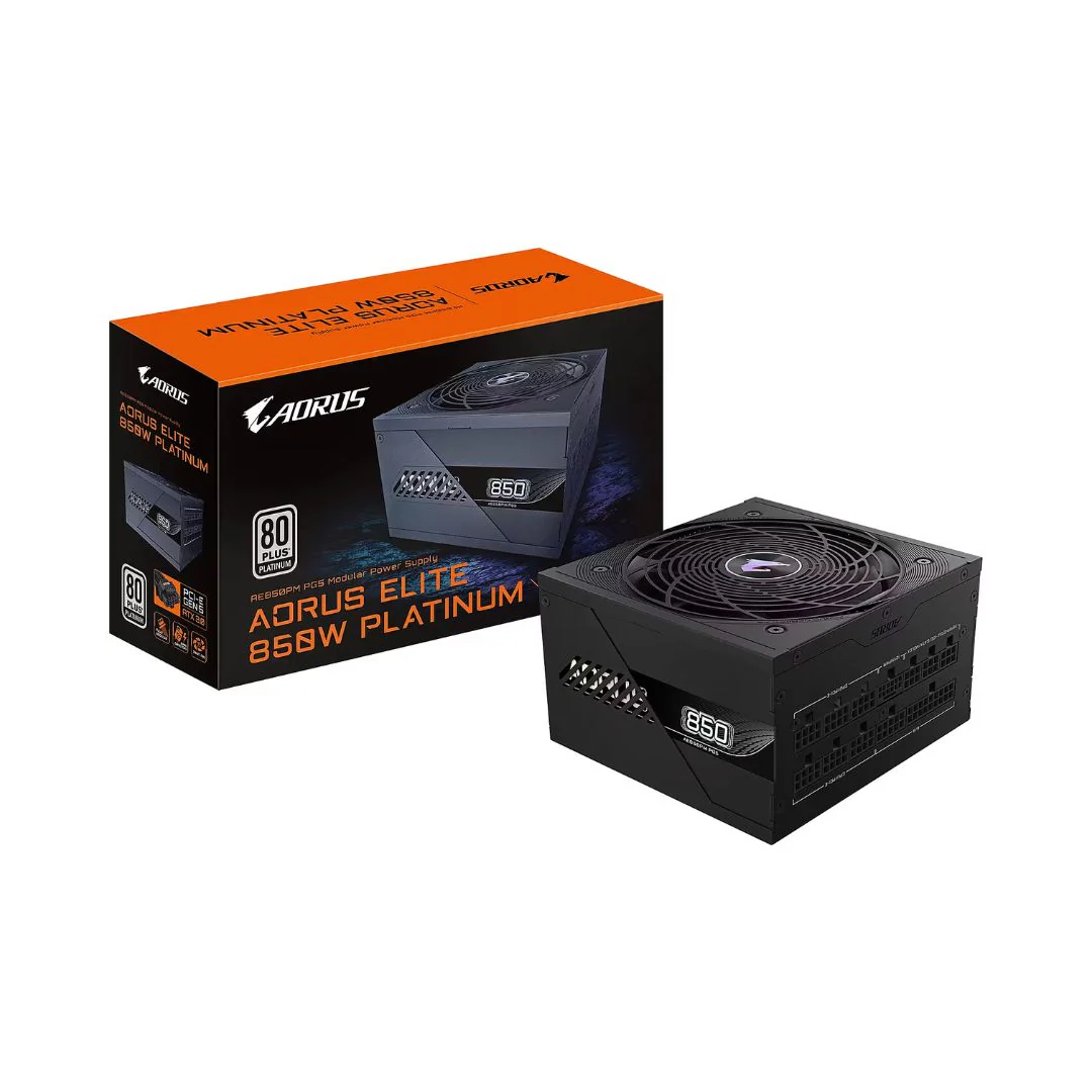 Gigabyte AORUS ELITE GP-AE850PM, Full Modular, 850W 80+ Platinum, PCIe 5.1 - Black