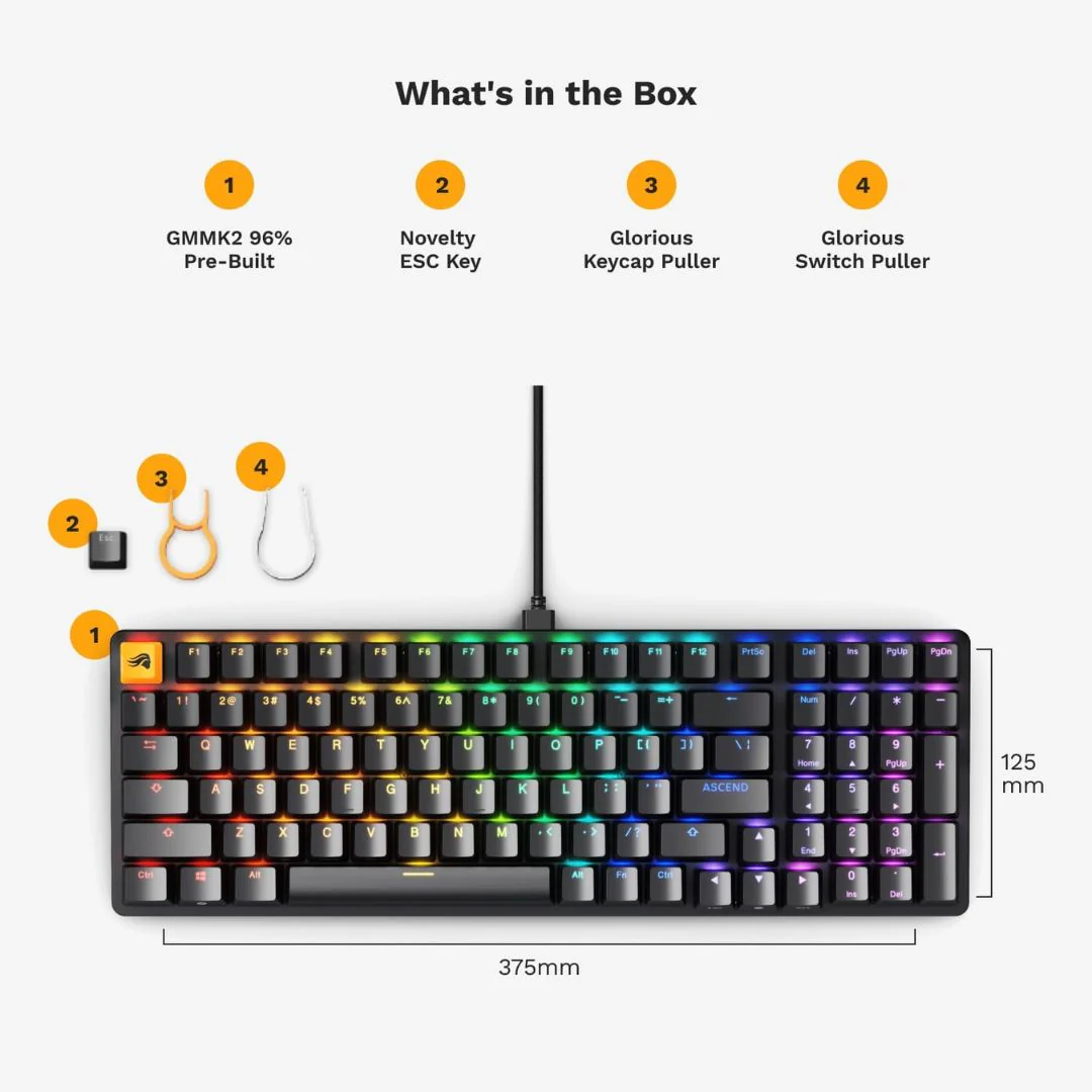 Glorious GMMK 2 Full Size Keyboard - Black - Image 4