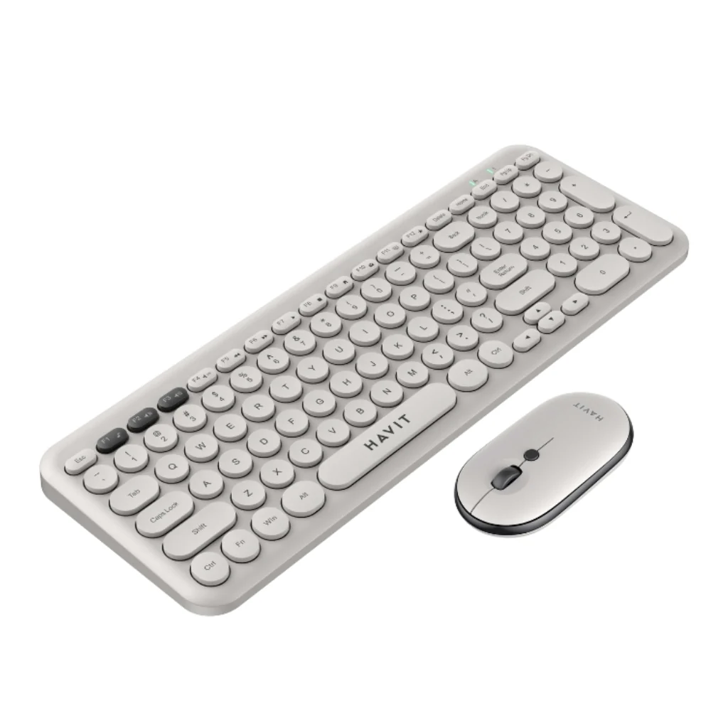 Havit KB254GCM Wireless Keyboard & Mouse Combo - Light Gray (English Layout) - Image 3