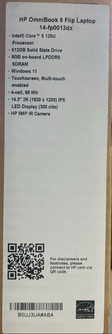 HP OmniBook 5 Flip 14-FP0013DX, Intel CORE 5-120U, RAM 8GB, SSD 512GB, Intel Graphics, 14.0 Inch WUXGA FHD+ IPS Touch, Glacier Silver - Image 6