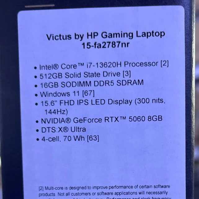 HP Victus 15-FA2787NR, Intel Core i7-13620H, RAM 16GB, 512GB SSD, NVIDIA Geforce 5060 8GB, 15.6 FHD IPS 144Hz, Black - Image 8
