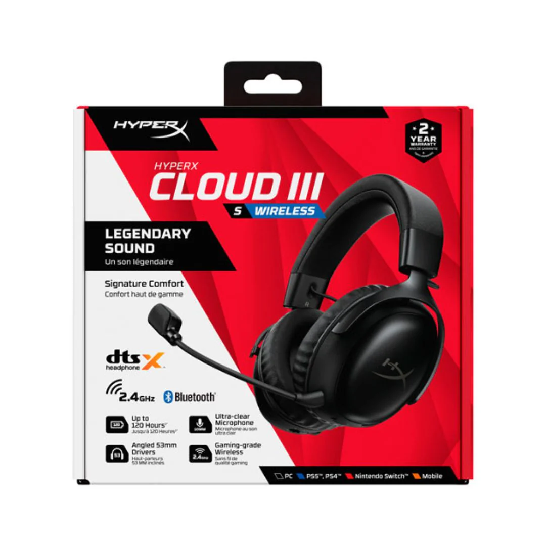 HyperX Cloud III S Wireless Gaming Headset - Black - Image 3