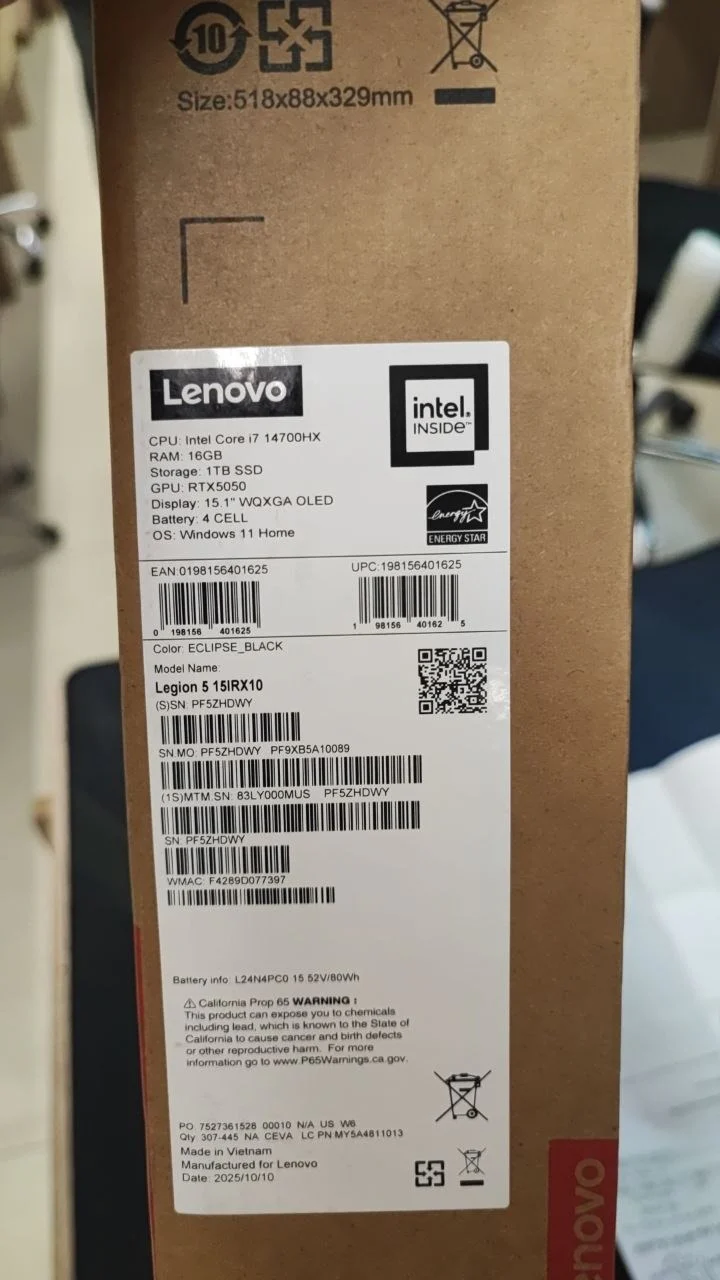 Lenovo Legion 5 15IRX10 - (0MUS), Intel Core i7-14700HX, RAM 16GB, SSD 1TB, RTX 5050 8GB, 15.1 WQXGA OLED 165Hz, Eclipse Black - Image 6