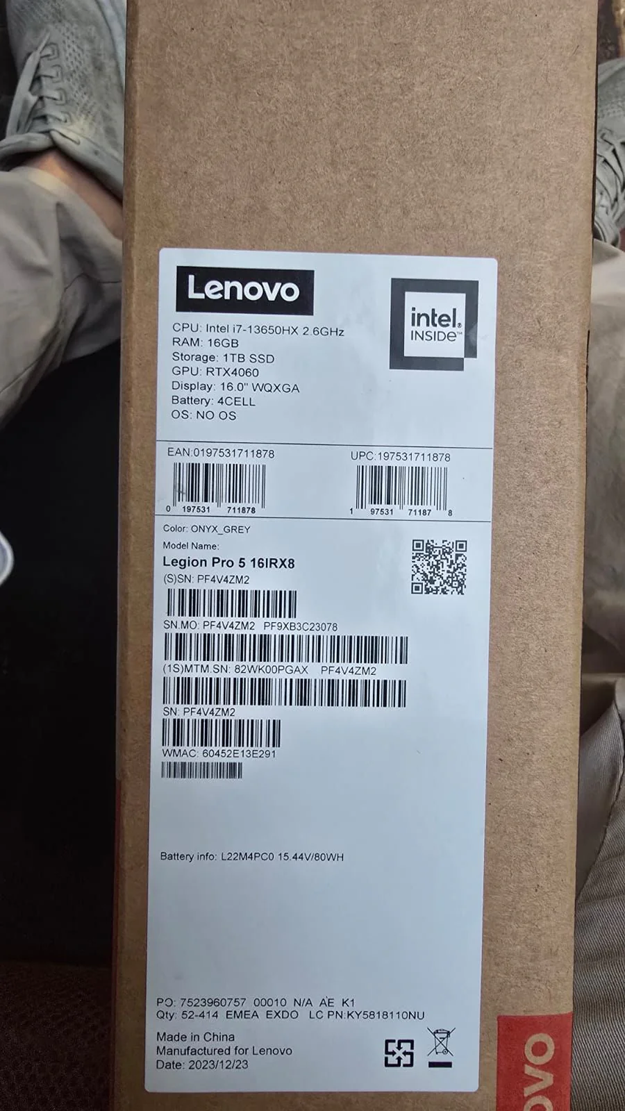 Lenovo Legion PRO 5 16IRX8 - (PGAX), Intel Core i7-13650HX, RAM 16GB, 1TB SSD, RTX 4060 8GB, 16.0 2K WQXGA IPS 240Hz, Onyx Gray - Image 7