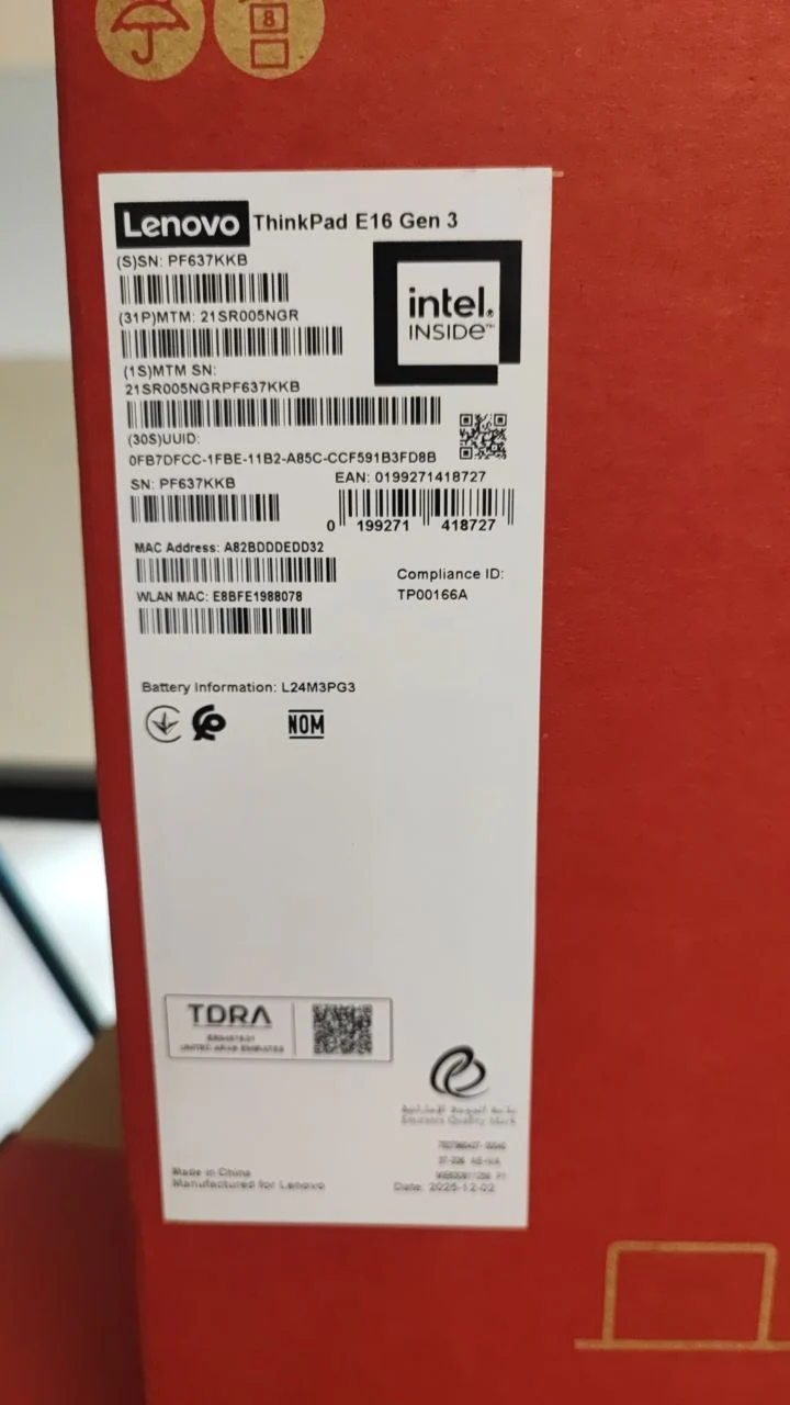 Lenovo ThinkPad E16 - (5NGR) Ultra 7-255H, 16GB, 512GB, Intel® Graphics, 16 Inch WUXGA IPS, Black - Image 6