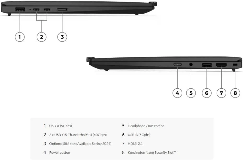 Lenovo ThinkPad X1 Carbon - (46US), Intel Core Ultra 7-155U, RAM 32GB, SSD 512GB, Intel Graphics, 14" WUXGA IPS Touch, Black - Image 8