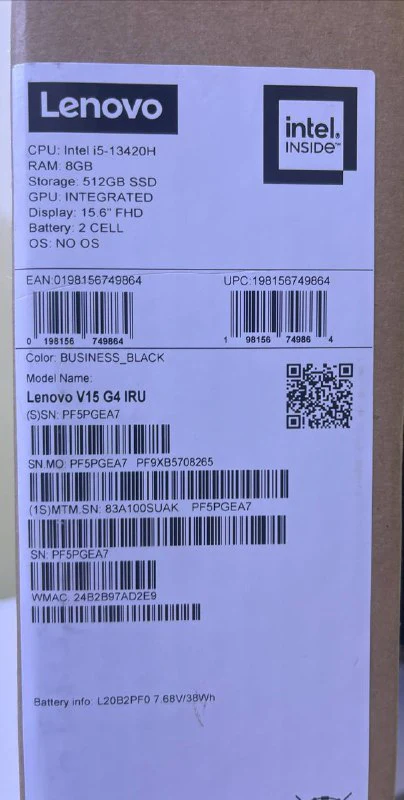 Lenovo V15 G4 IRU - (SUSA-SUAK), Intel Core i5-13420H, RAM 8GB, 512GB SSD NVMe, Intel UHD Graphics, 15.6 Inch FHD, Business Black - Image 7