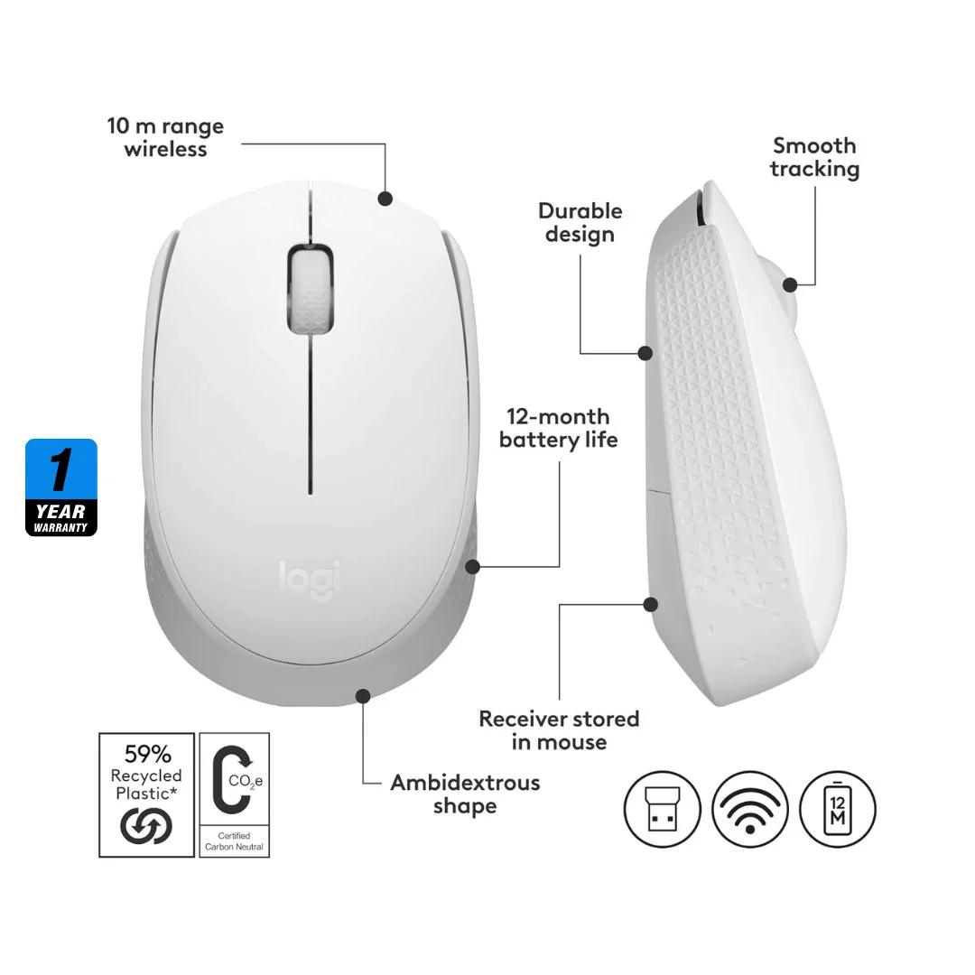 Logitech M171 Wireless Mouse - Off White - Image 2