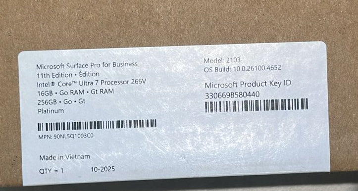Microsoft Surface Pro 11 EP2-20206, Intel Ultra 7-266V, RAM 16GB, SSD 512GB, Intel Arc, 13.0 Inch (2880 x 1920), Platinum - Image 5