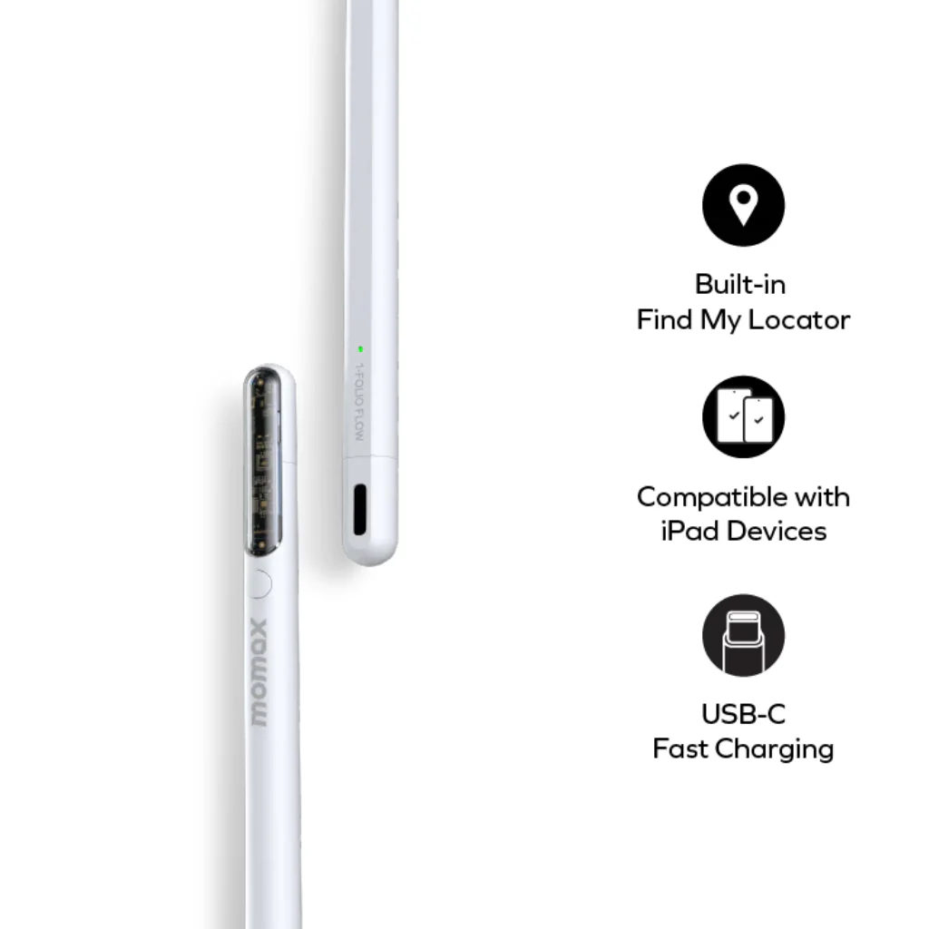 Momax Folio Flow TP11W Find My Active Stylus Pen - White - Image 3