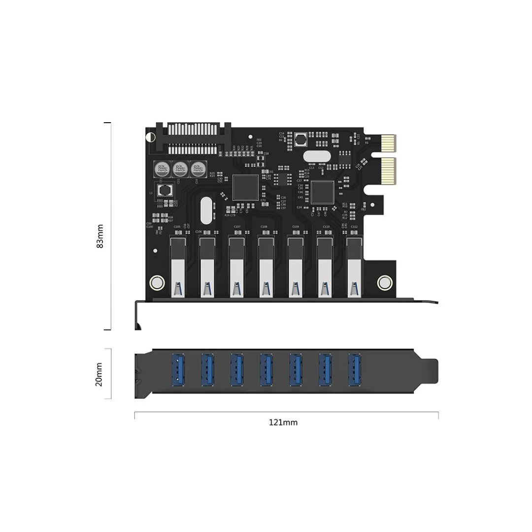 ORICO USB 3.0 PCI-E Expansion Card - 7 Ports - Dual Chip - Model PVU3-7U - Image 3