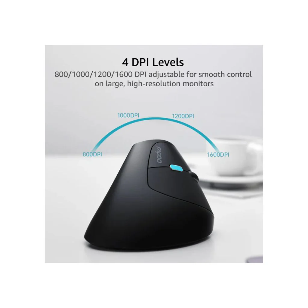Rapoo EV250 Vertical Ergonomic Wireless Mouse - Black - Image 4