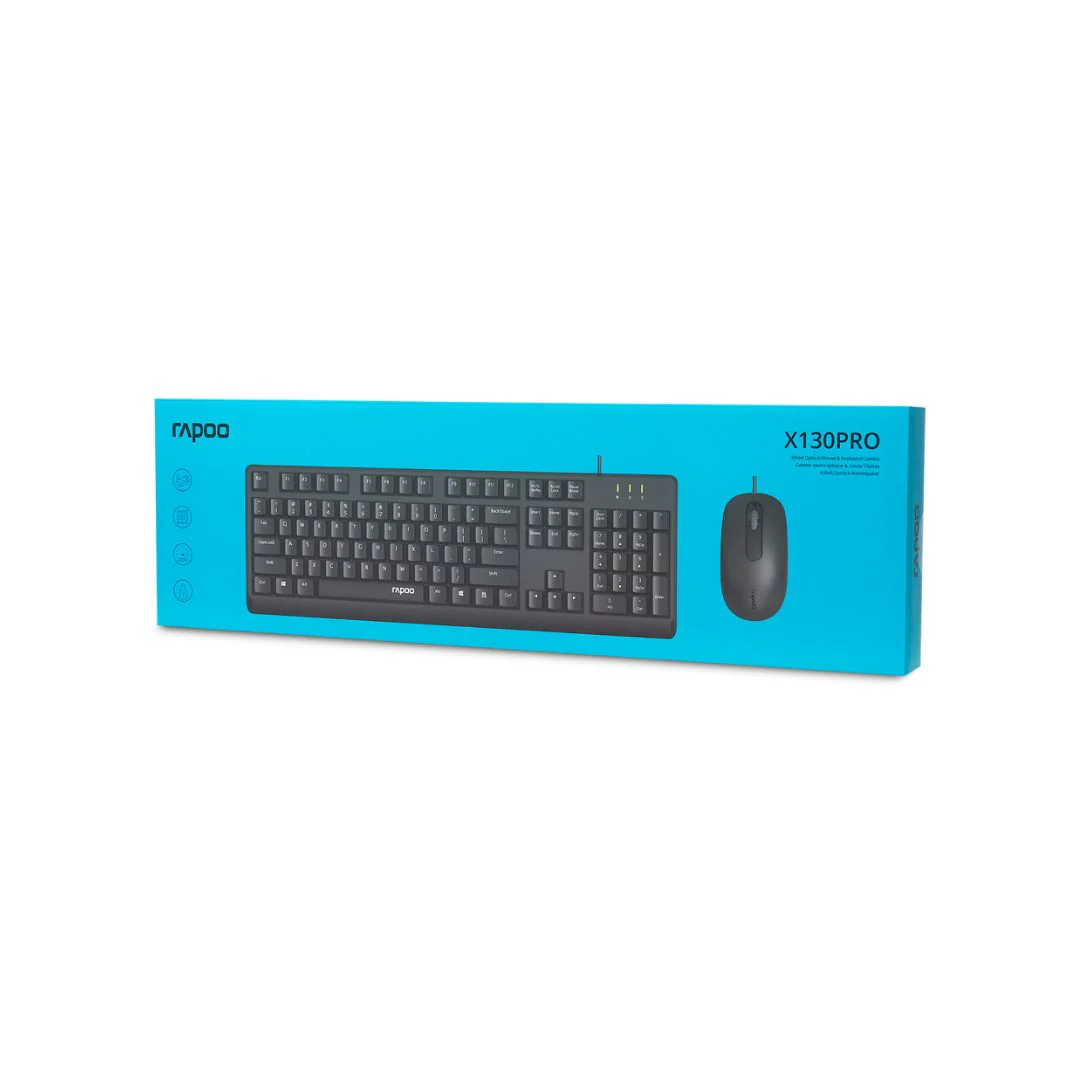 Rapoo X130 PRO Wired Optical Combo Kit Keyboard & Mouse - Image 3