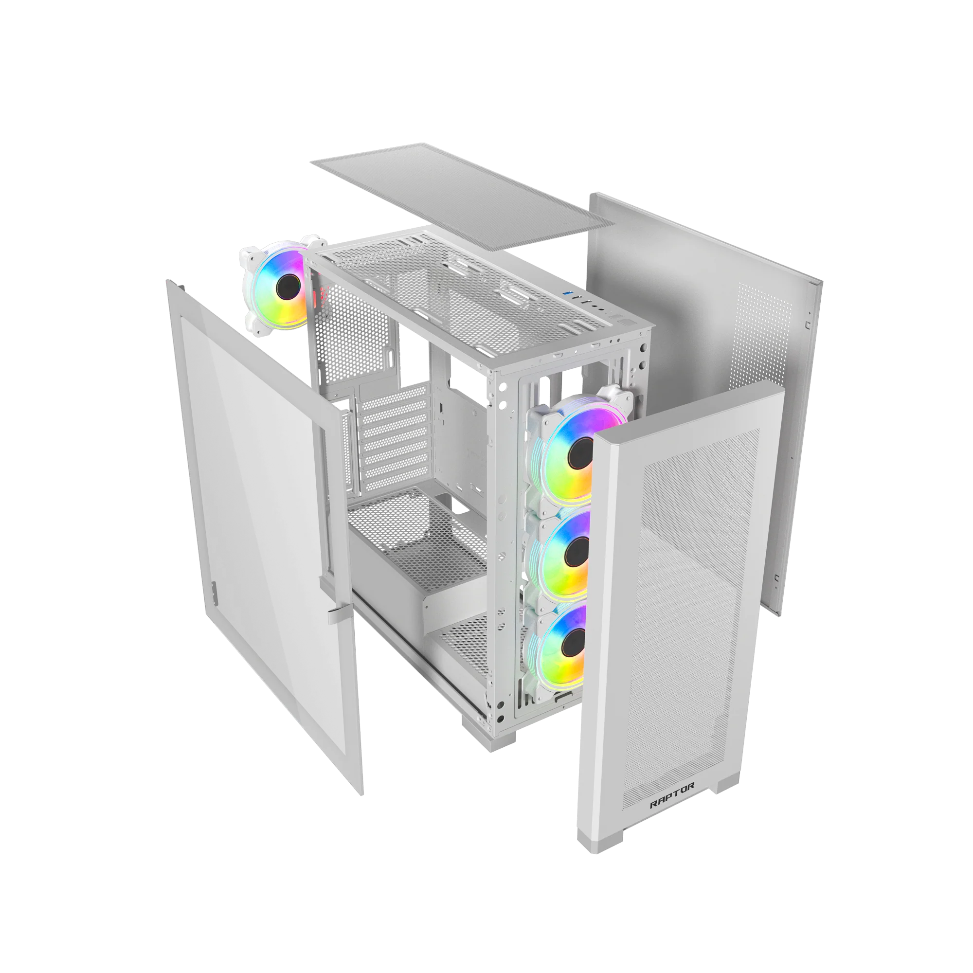 Raptor 290-XL ARCTIC HAWK RGB Mid Tower Case - White - Image 10