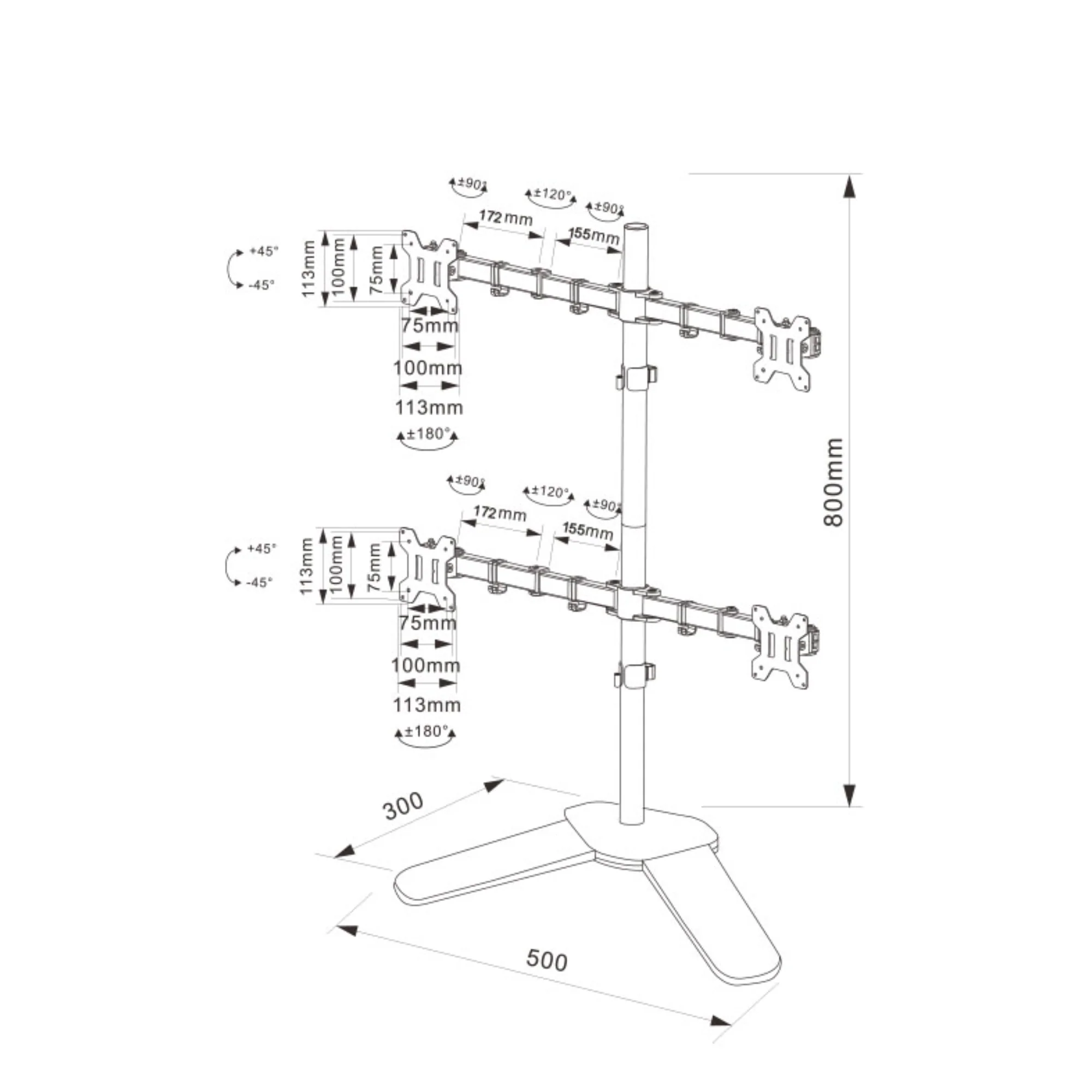 Raptor M044 Monitor Stand Base Desk Mount - 4 Arm - Image 3