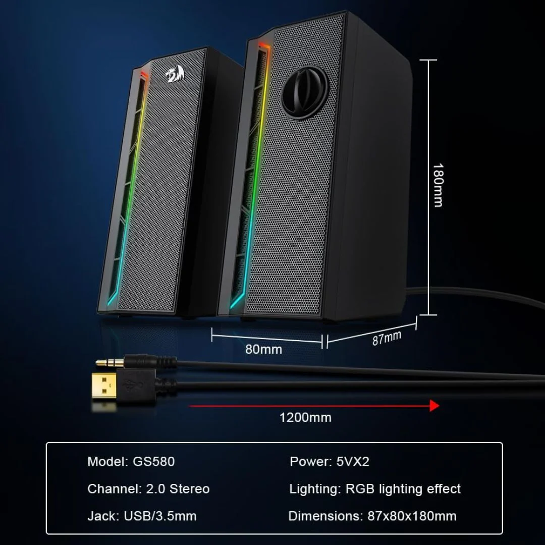 Redragon Calliope GS580 RGB Desktop Speakers - Black - Image 4