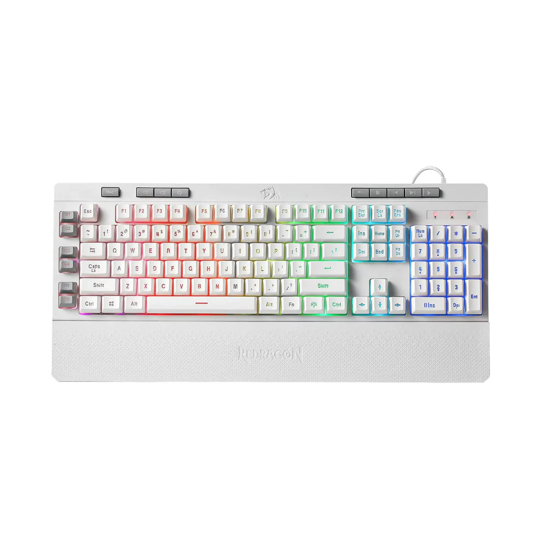 Redragon K512 Shiva RGB Gaming Keyboard - White - Image 3