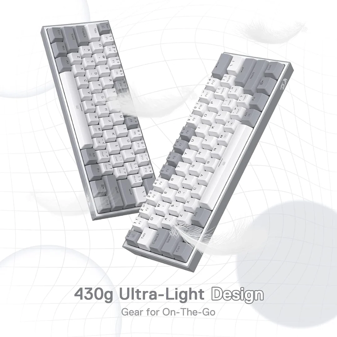 Redragon K617 Fizz 60% Mechanical Gaming Keyboard - Gray White - Image 4