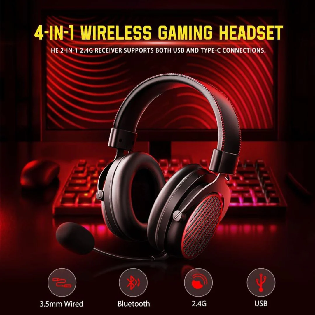 Redragon LUNA H540 Pro Wireless Headset - Black - Image 5