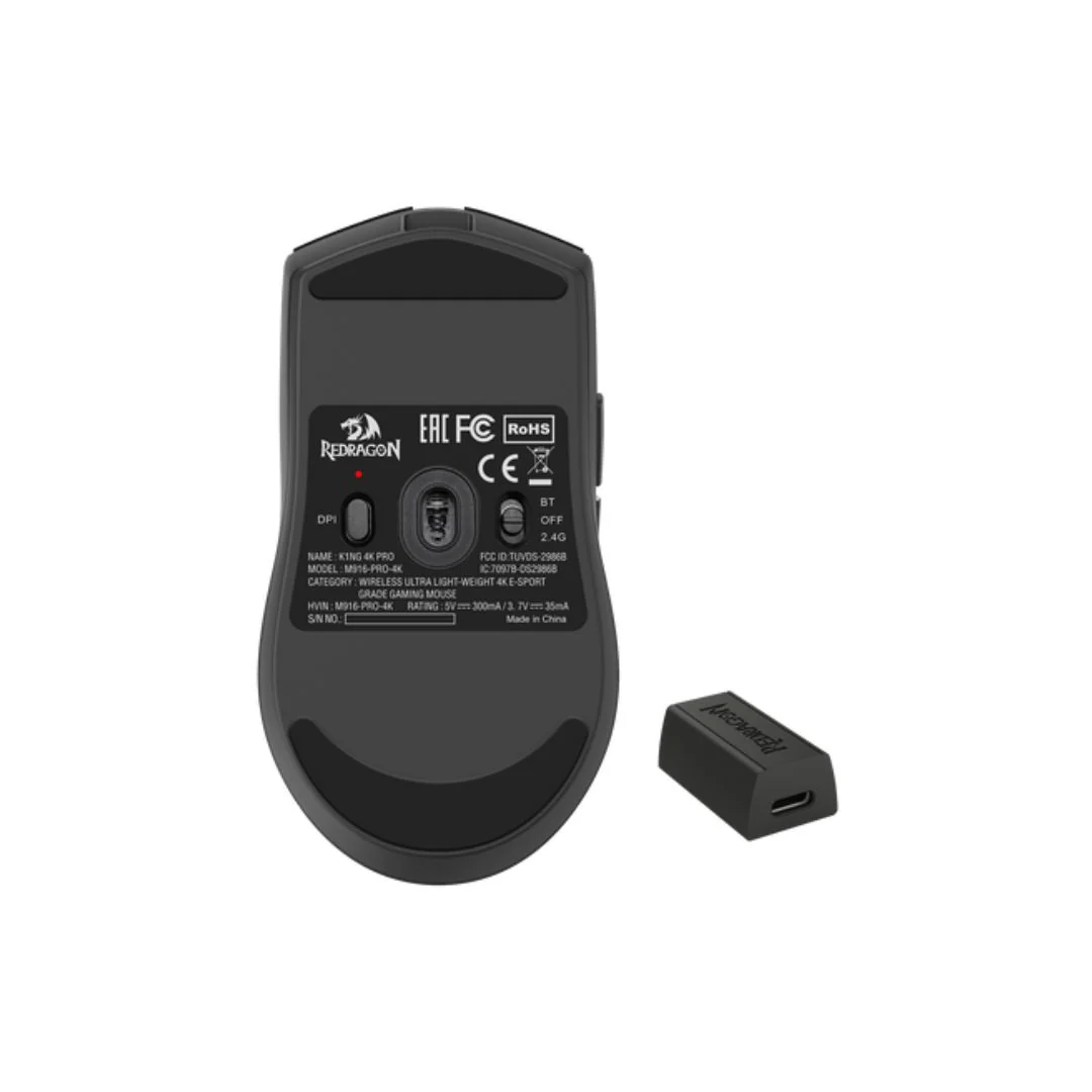 Redragon M916 PRO 4K 3-Mode Wireless Gaming Mouse - Black - Image 5