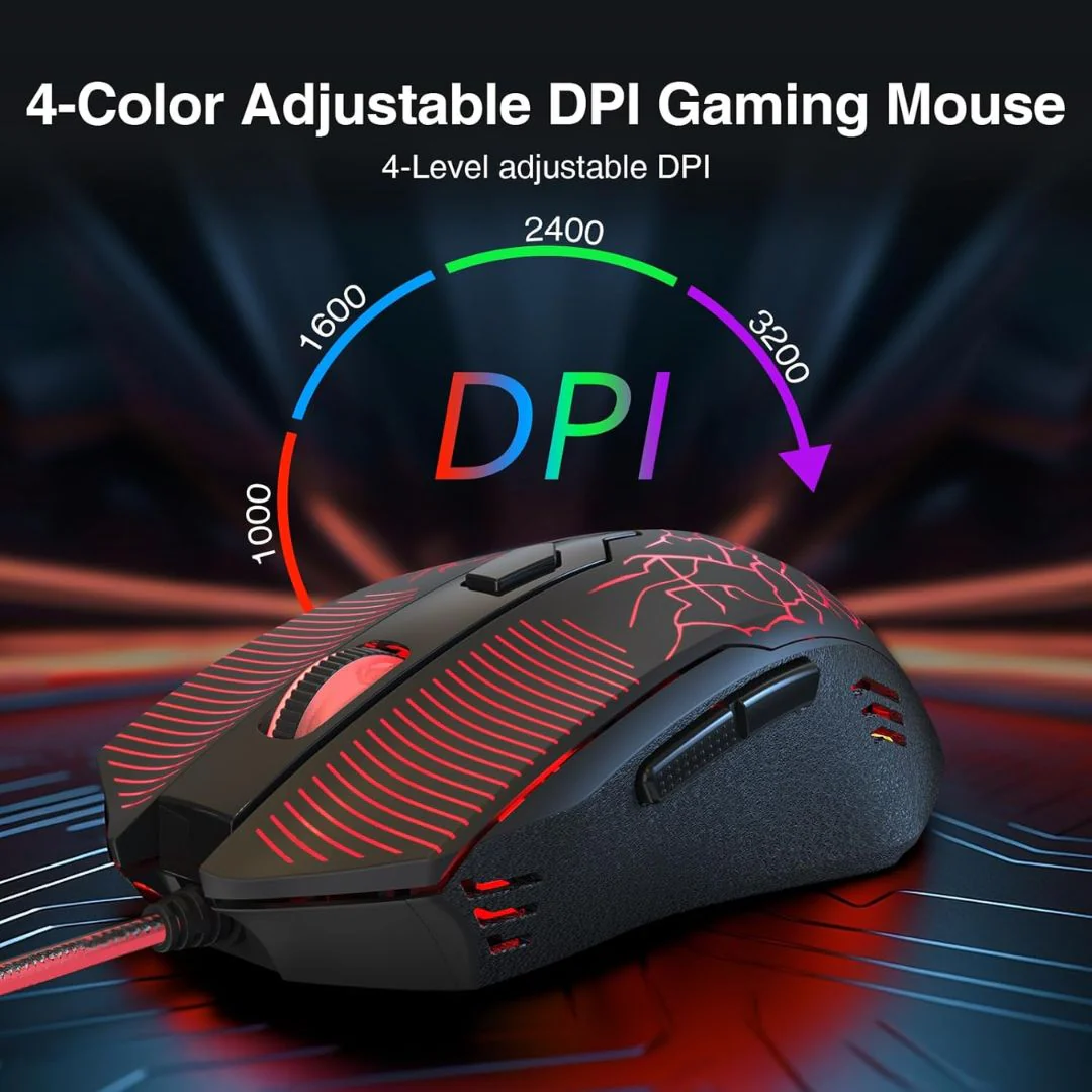 Redragon S107-BA Gaming Keyboard & Mice Combo Wired - Black - Image 4