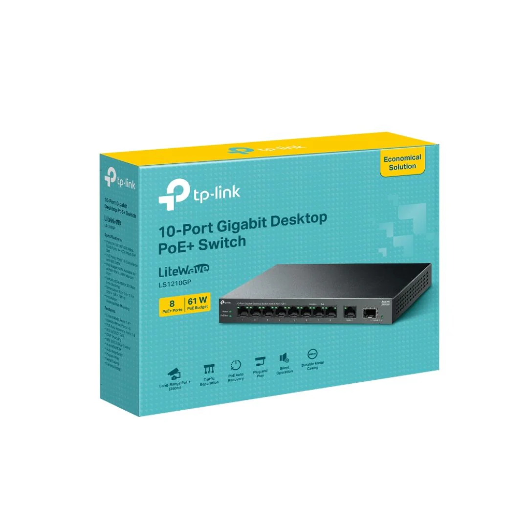 TP-Link LS-1210GP, Gigabit Desktop Switch, 10-Port with 8-Port PoE+ - Image 4