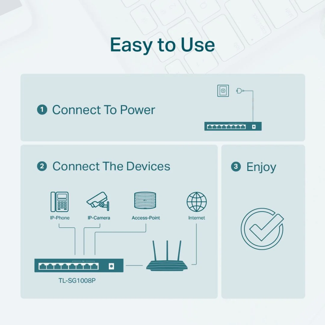 TP-Link TL-SG1008P V7, Gigabit Desktop Switch, 8 Port with 4-Port PoE+ - Image 3