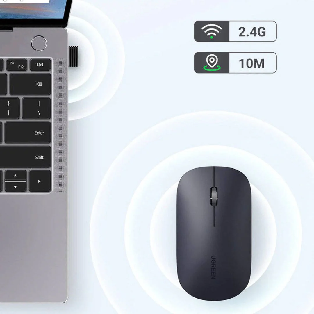 UGREEN MU001 USB Optical Wireless Mouse - Black - Image 3