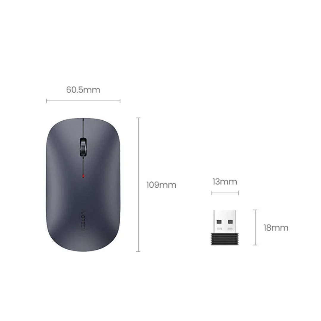 UGREEN MU001 USB Optical Wireless Mouse - Black - Image 4